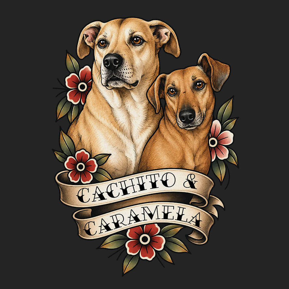 Ilustração personalizada de pet no estilo Old School