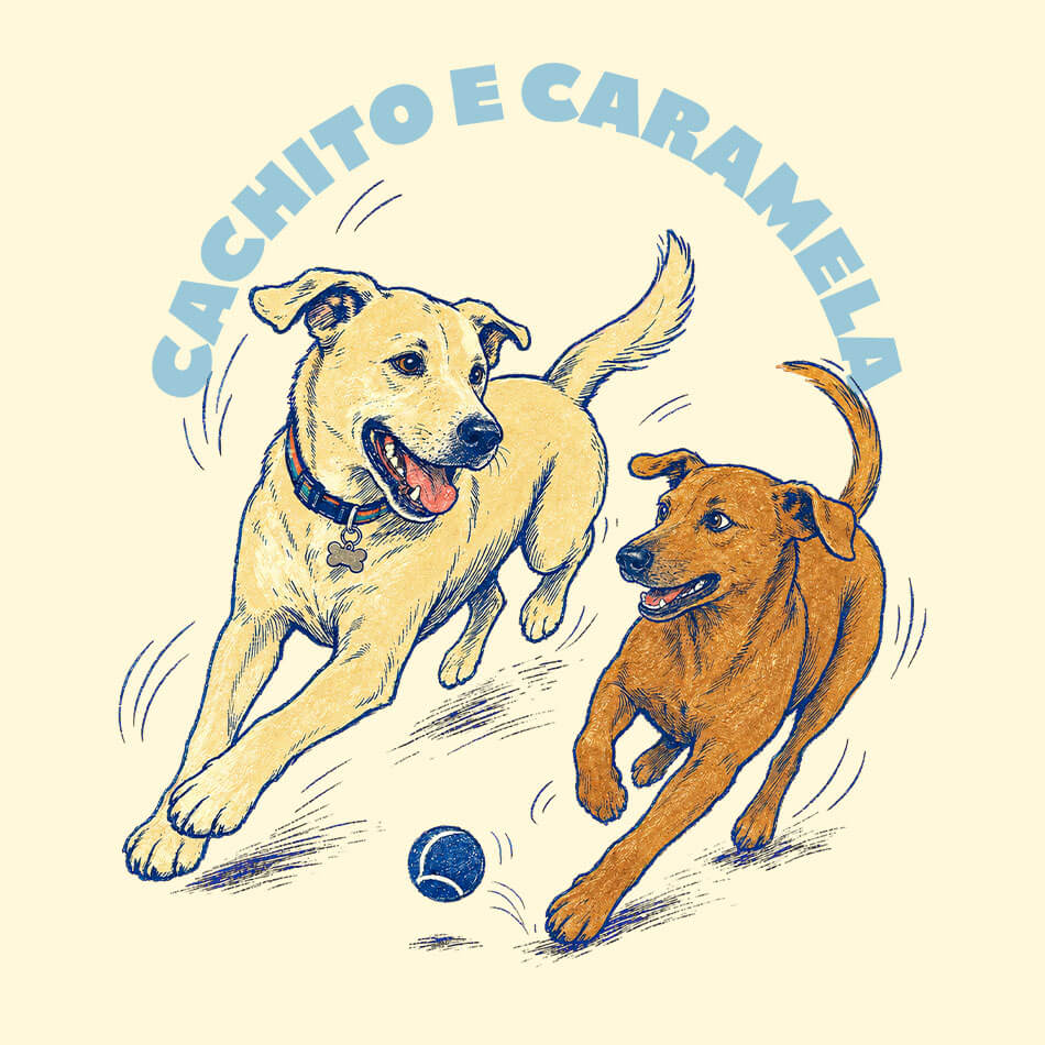 Ilustração personalizada de pet no estilo Vintage