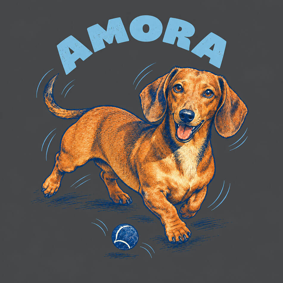 Ilustração personalizada de pet no estilo Vintage